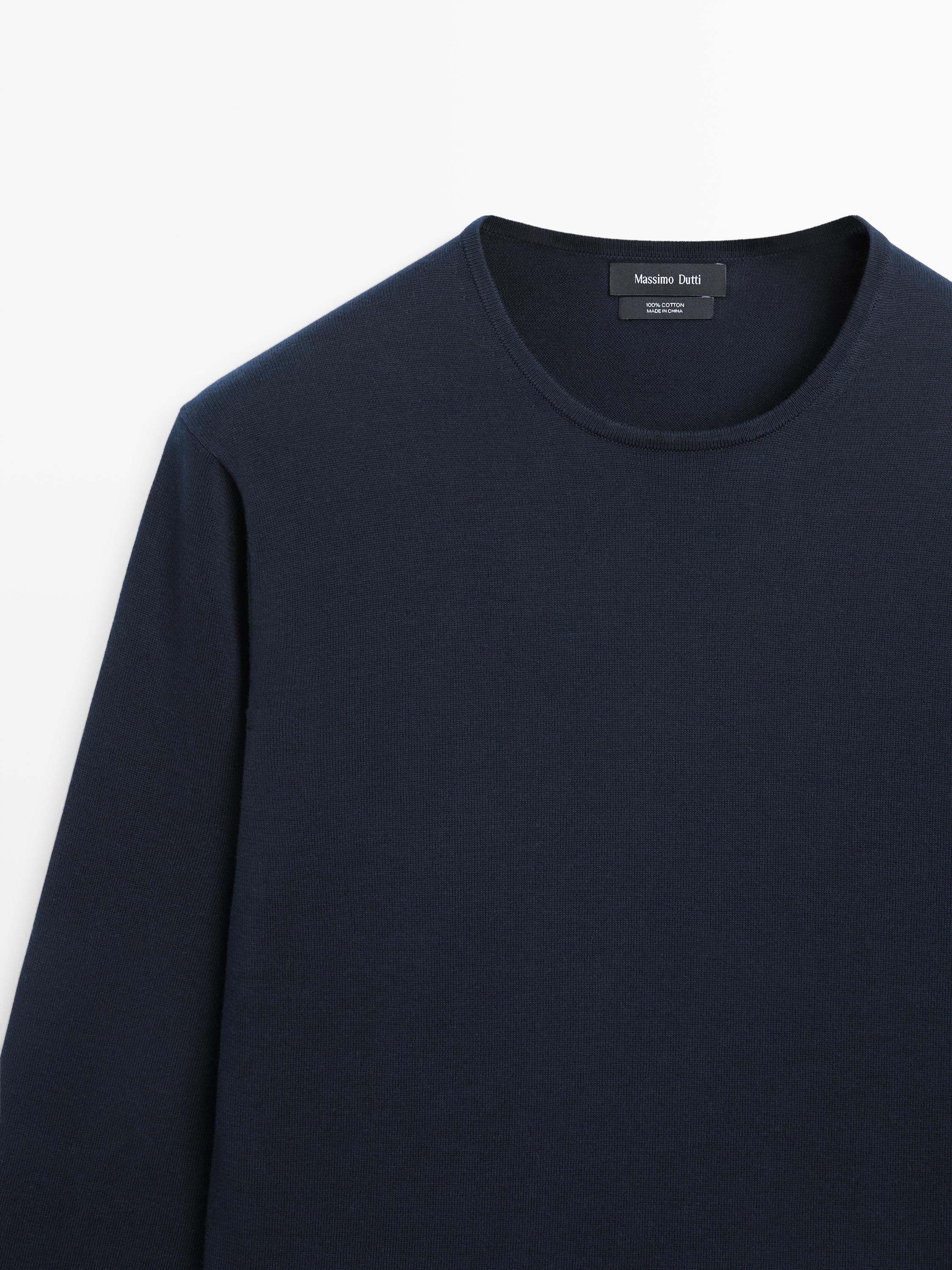 Knit 100% cotton crew neck sweater